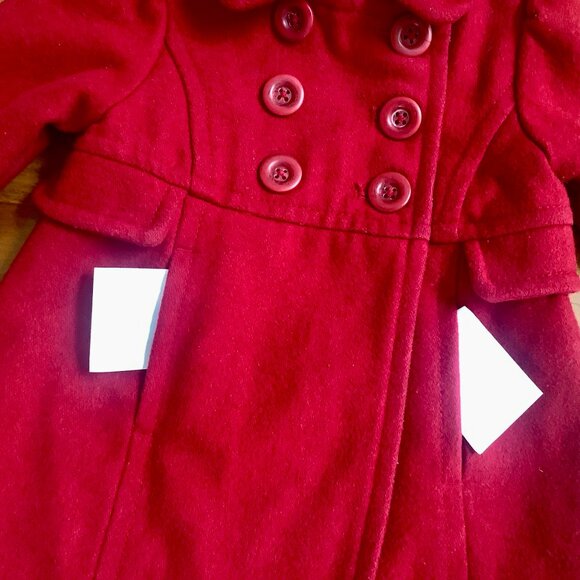 Infant Red Wool Coat Sz 12-18 mos. Old Navy - Picture 4 of 7